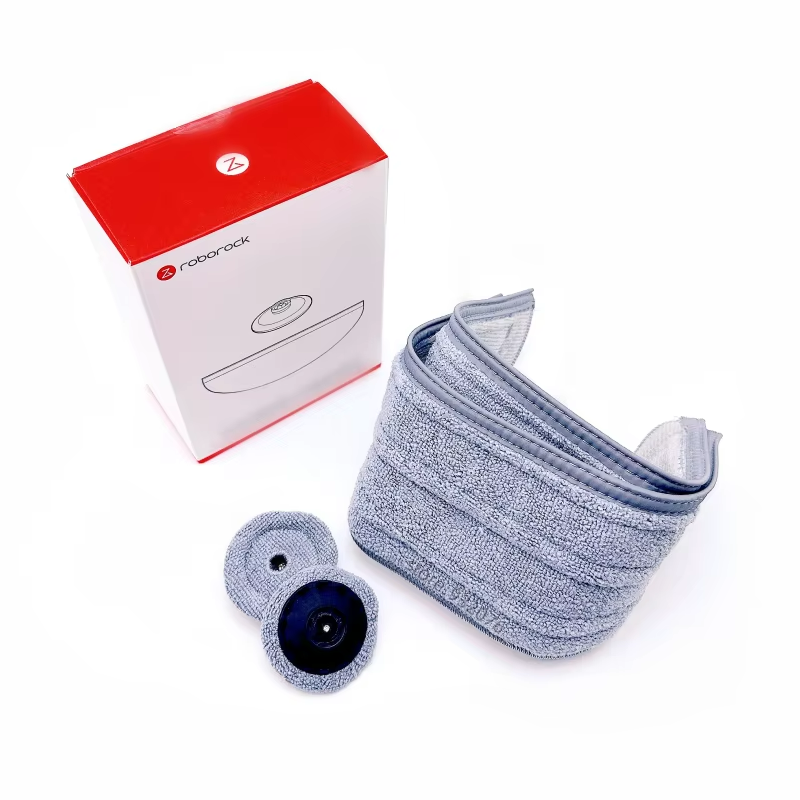Gray curved and round replacement mop pads with packaging for Roborock S8 Max Ultra and S8 MaxV Ultra