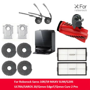 Replacement Parts for Roborock Saros 10R / S9 MaxV Slim / G20S Ultra – Brushes, Mops, Filters & Dust Bags，Dustbin, Main Brush Cover, Deodorizatipn Module