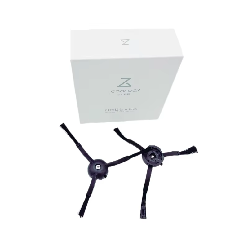 Two black three-arm side brushes with packaging for Roborock S8 Max Ultra and S8 MaxV Ultra