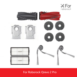 12-piece accessory set for Roborock Qrevo 2 Pro with main brushes, side brushes, filters, dust bags and mop pads