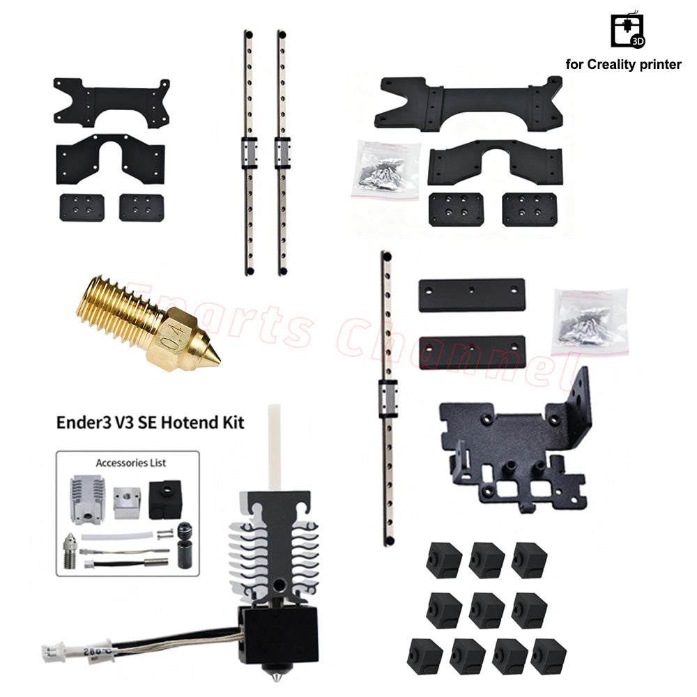 For Ender 3 v3 se X/Y Axis 3D Printer Parts Guide Upgrade Kit Hotend Kit Brass Nozzle Single Rail MGN9H 300mm Length