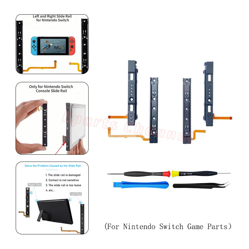 Original Repart Part Replacement Right and Left Slide Rail with Flex Cable for Nintendo Switch Console JoyCon NS OLED Accessory