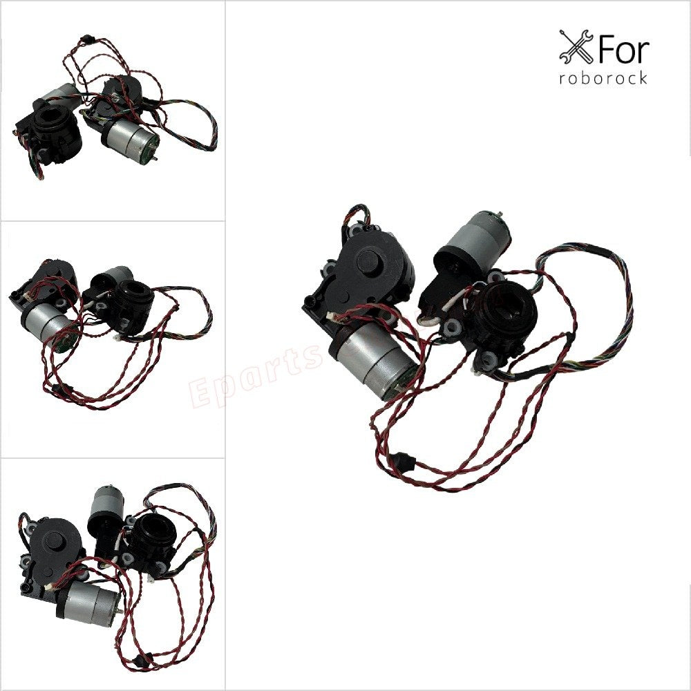 Multiple views of mop module motors and wiring for Roborock Qrevo S