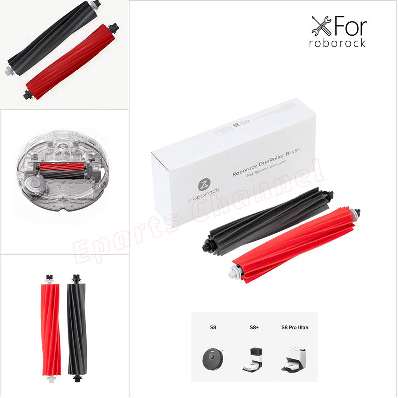 Original Roborock S8 S8+ S8 Pro Ultra Parts DuaRoller Main Brush Rubber Free Twine Brush Robot Vacuum Cleaner Parts Optional